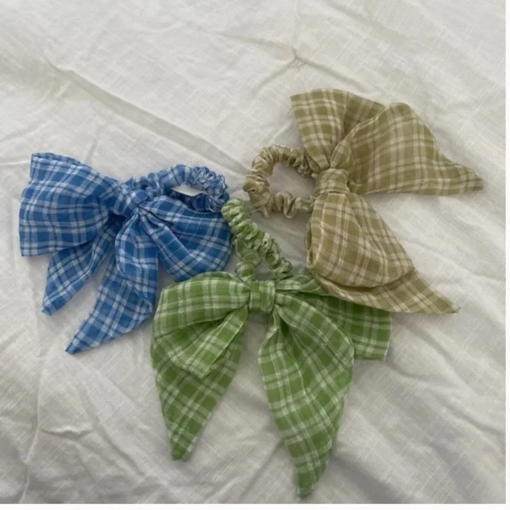 Plaid Gingham Scrunchies Anthro Girly Chic Picnic Cute Coquette Hair Tie Set